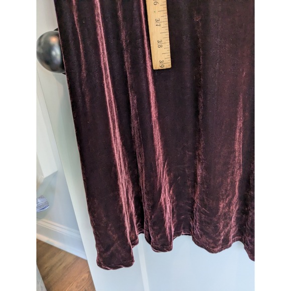 Eileen Fisher‎ Velvet Midi Dress Rayon Silk Blend Long Sleeve Plum Petite (MINT) - Picture 7 of 8